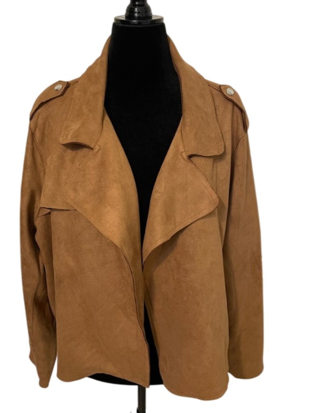 Cato Women's Brown Faux Suede Moto Jacket 26/28W Plus Size Biker